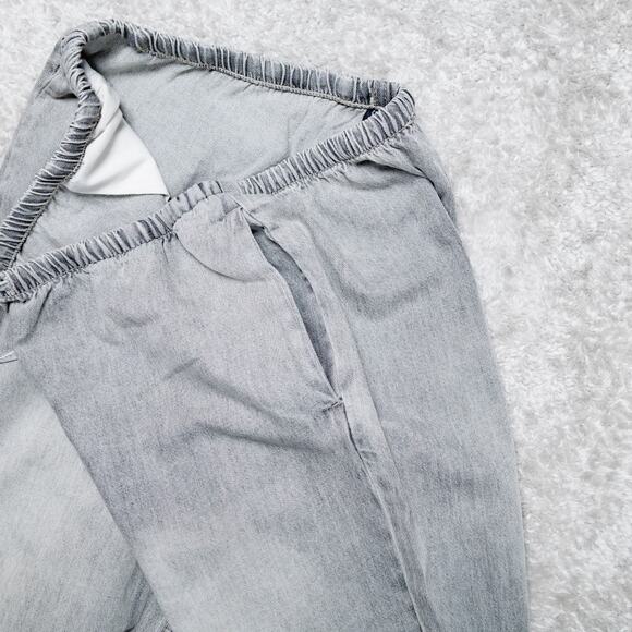H&M Gray Wash Wide Leg Pull On Denim Jeans Pants Ankle Length Womens Size M - Picture 15 of 15